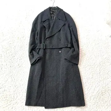 빅 사이즈 더블 체스터 코트 롱 코트 벨트 그레이