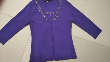 MICHEL KLEIN 보라색 비즈 장식 가디건 38