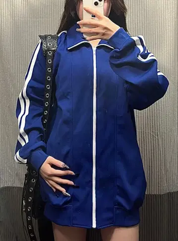 파랑 스트라이프 집업 저리 y2k 서브컬쳐 스트릿 빈티지 스타일