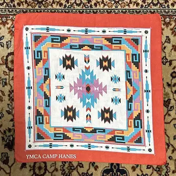 80s VINTAGE 네이티브 무늬 YMCA CAMP HANES 반다나