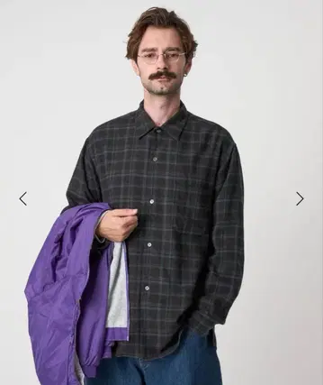 스티븐 앨런 플란넬 마드라스 체크 오픈 카라 셔츠 BOX