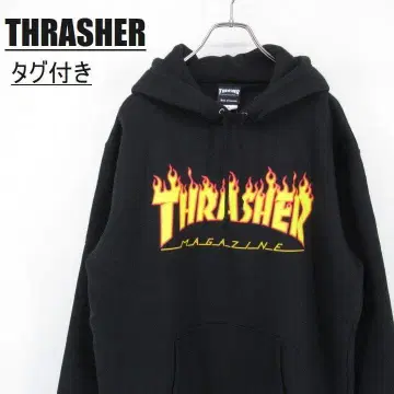 택 포함 THRASHER 프레임 로고 풀오버 후드티 속기모 XL