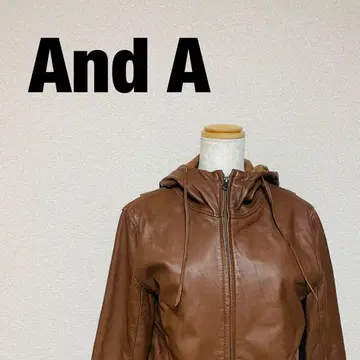 And A 앤드에이 천연 가죽 램 가죽 후디 자켓 42 브라운