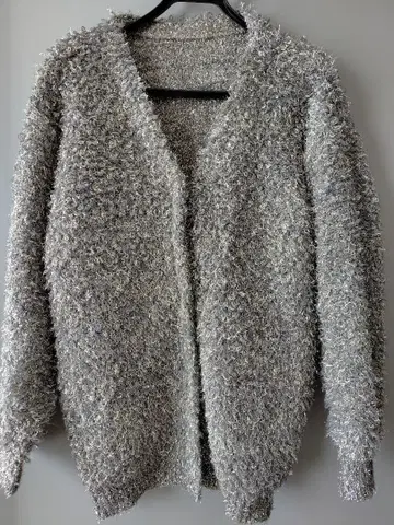 Re:EDIT 라메 루프 믹스 니트 가디건 그레이