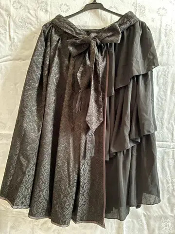 axes femme 리본 포함 플레어 롱 스커트 블랙