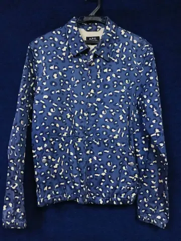 로카빌리 펑크 록 APC 블루 레오파드 파랑 표범 무늬 해링턴 자켓