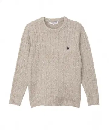 U.S. POLO ASSN. 베이지 케이블 니트 스웨터