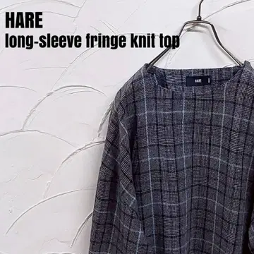 HARE/하레 프린지 체크 니트 스웨터