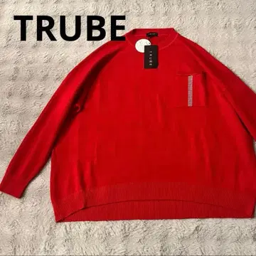 새상품 TRUBE 레드 루즈핏 긴팔 니트 LL XL