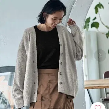 스타일 델리 라메 믹스 샤기 가디건 라이트 그레이