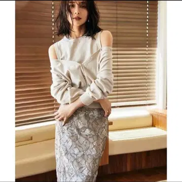 FRAY I.D 라메 레이스 스커트 모카 S 사이즈 오피스 캐주얼