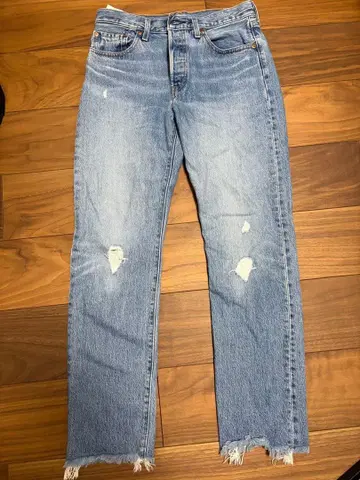 리바이스 데미지 가공 라이트 블루 청바지 28 30