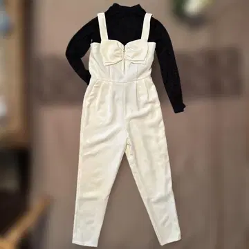 CECIL McBEF 가슴 리본이 귀여운 살로펫 화이트 M 사이즈