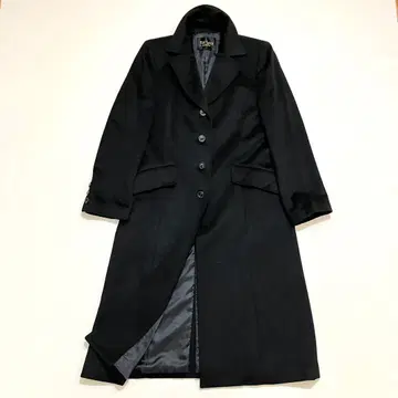 TEEWEE 캐시미어 100% 롱 체스터 코트 블랙 9AR