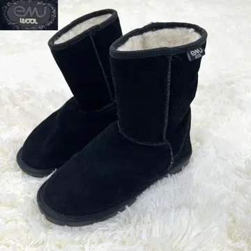 EMU 호주 어그 부츠 블랙 24cm 양모 따뜻한 겨울용