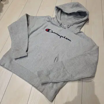 Champion 리버스 위브 후드티 그레이 짧은 기장