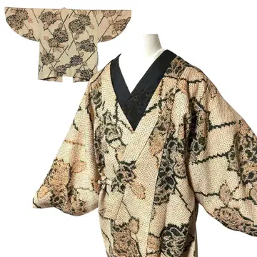 새상품급 이중 기모노 순수 실크 총 조임 모던 도중기