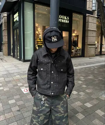 스터드 디자인 숏 데님 자켓