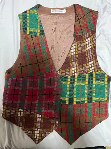 엠포리오 아르마니 체크 무늬 베스트 티롤리안 베스트 프레피