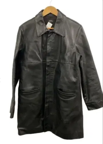 A.P.C. 블랙 가죽 코트 남성용
