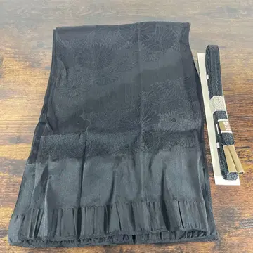 [컨디션 최상] 블랙 꽃무늬 자수 허리띠 오비 세트 일본 의류