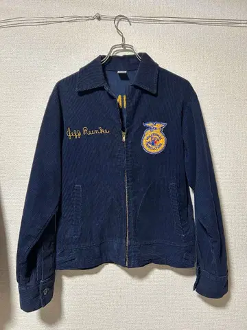 70s USA FFA 자켓 38 체인 스티치 자수 빈티지