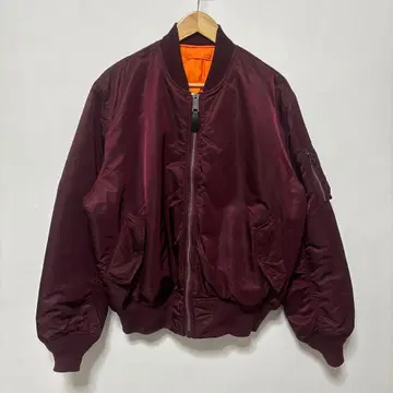 USA 제조 알파 MA-1 크림슨 보르도 L 플라이트 자켓