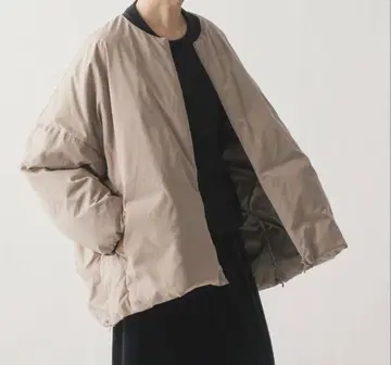 miffew 노카라 오버 다운 자켓 베이지