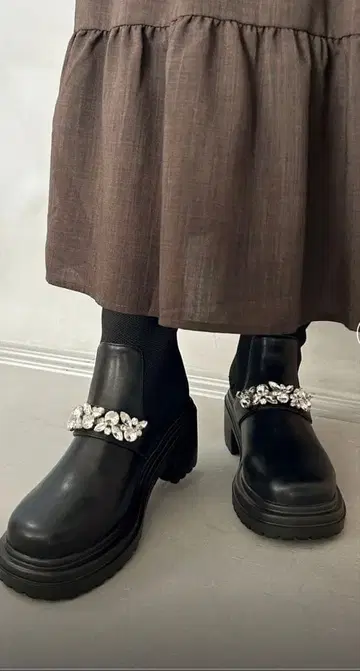 ORiental TRaffic 비쥬 벨트 니트 도킹 부츠