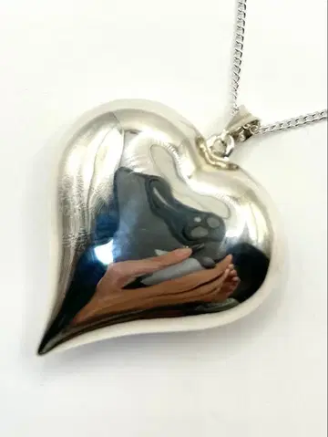 빈티지 빅 하트 목걸이 실버 925 sterling