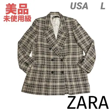 새상품급 ZARA 더블 브레스트 체크 자켓 L 사이즈 깔끔한 빅 사이즈