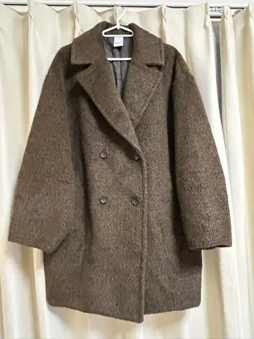 Happy John 울 블렌드 샤기 코쿤 P 코트