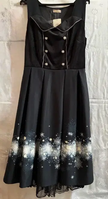 axes femme 눈송이 프린트 플레어 드레스 스노우 크리스마스