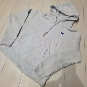 Champion 리버스 위브 후드티 오트밀 크롭 기장
