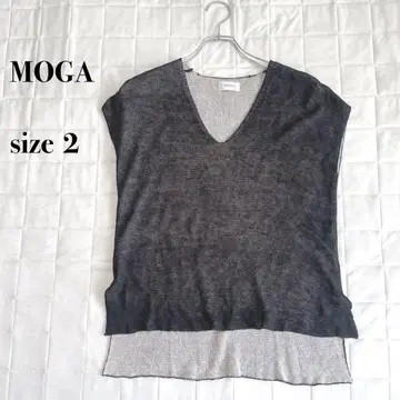 MOGA 그레이 V넥 슬리브리스 썸머 스웨터 블랙 사이즈 2