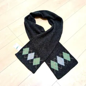 [ 새상품 ] 크로커다일 울 다이아몬드 패턴 머플러 그레이 아가일