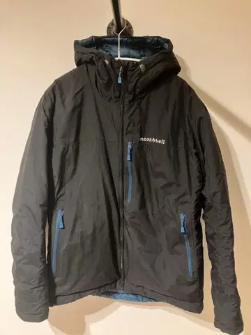 montbell 후드 부착 다운 자켓 블랙/블루 리버서블