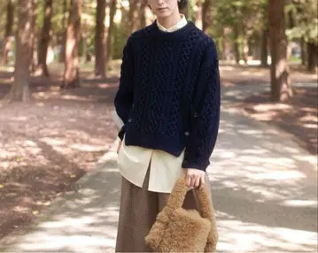 완판템 [미사용 새상품] 케이블 스웨터 by rokh 네이비 L