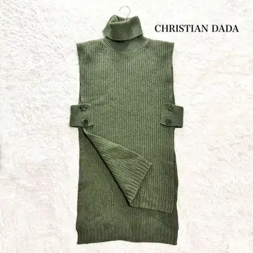 CHRISTIAN DADA 변형 디자인 리브 니트 원피스 터틀넥