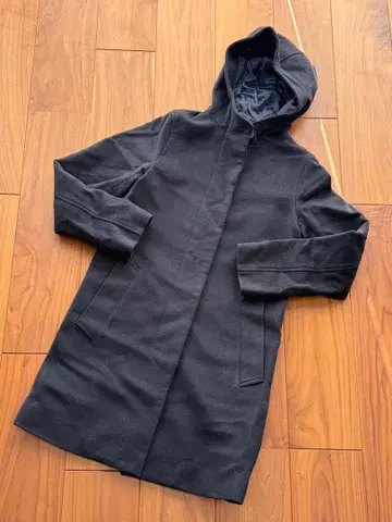 매킨토시 코트 후드 부착 후디드 코트 네이비 울 100%