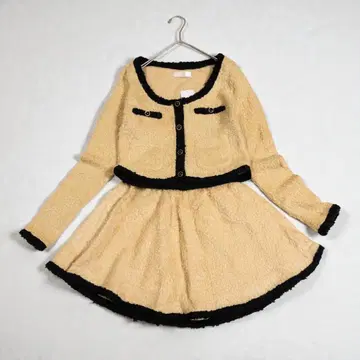 택 포함 버블리 셋업 루프얀 니트 백리본 M 레트로