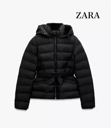 새상품급 ZARA 후드 부착 벨트 아노락 블랙