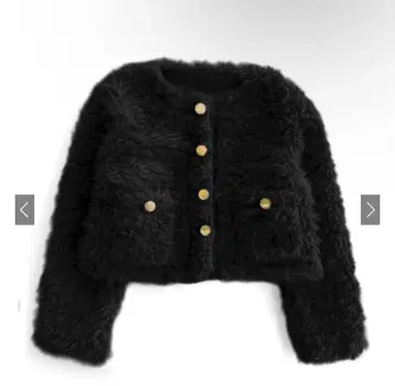 골드 버튼 시어링 퍼 자켓 [on326] 블랙