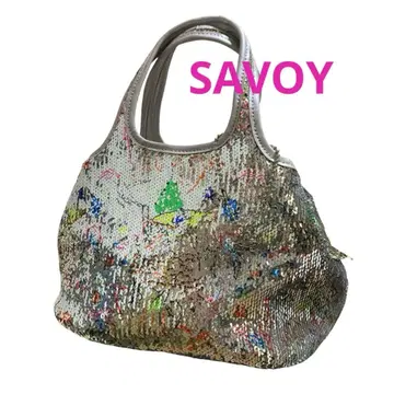 사보이 SAVOY 핸드백 가죽 실버 스팽글