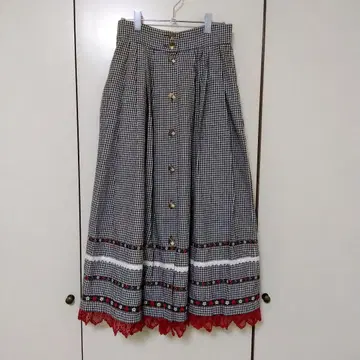 빈티지 플레어 스커트 깅엄 체크