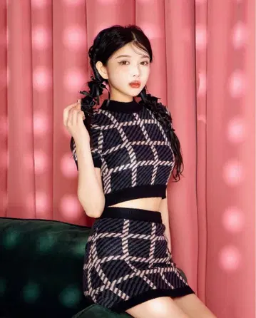 Darich 가을 체크 니트 셋업