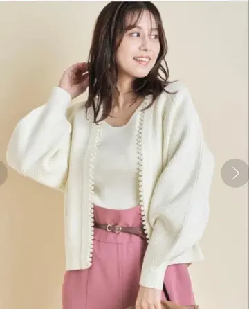 Mystrada 펄 장식 볼륨 가디건