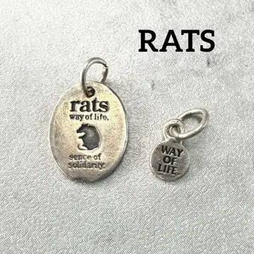 RATS 랏츠 참 2개 세트 실버 목걸이 탑