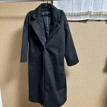 블랙 울 혼방 체스터 코트