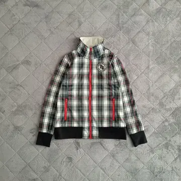 휠라골프 집업 체크 자켓 블루종 안감 플리스